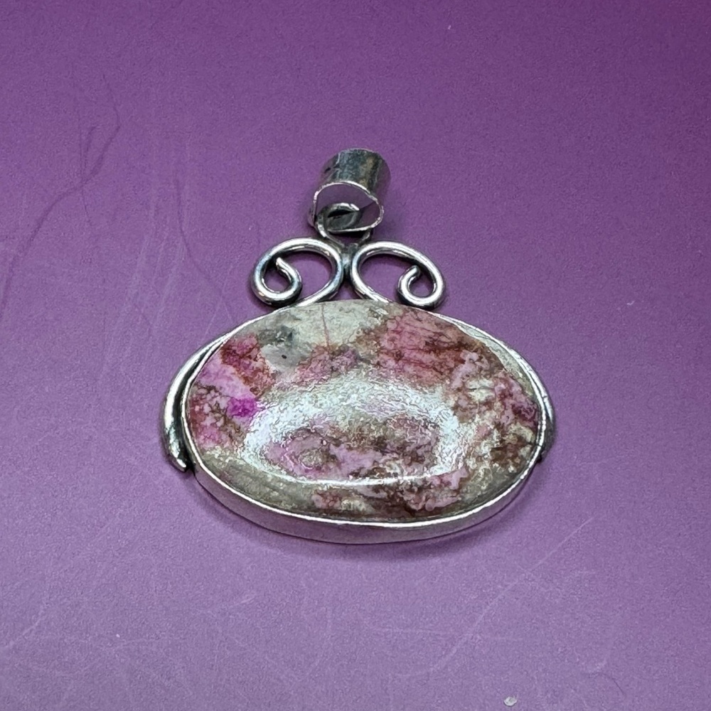 Cobalt Calcite 925 Silver Plated Gemstone Handmade Pendant 1.7"